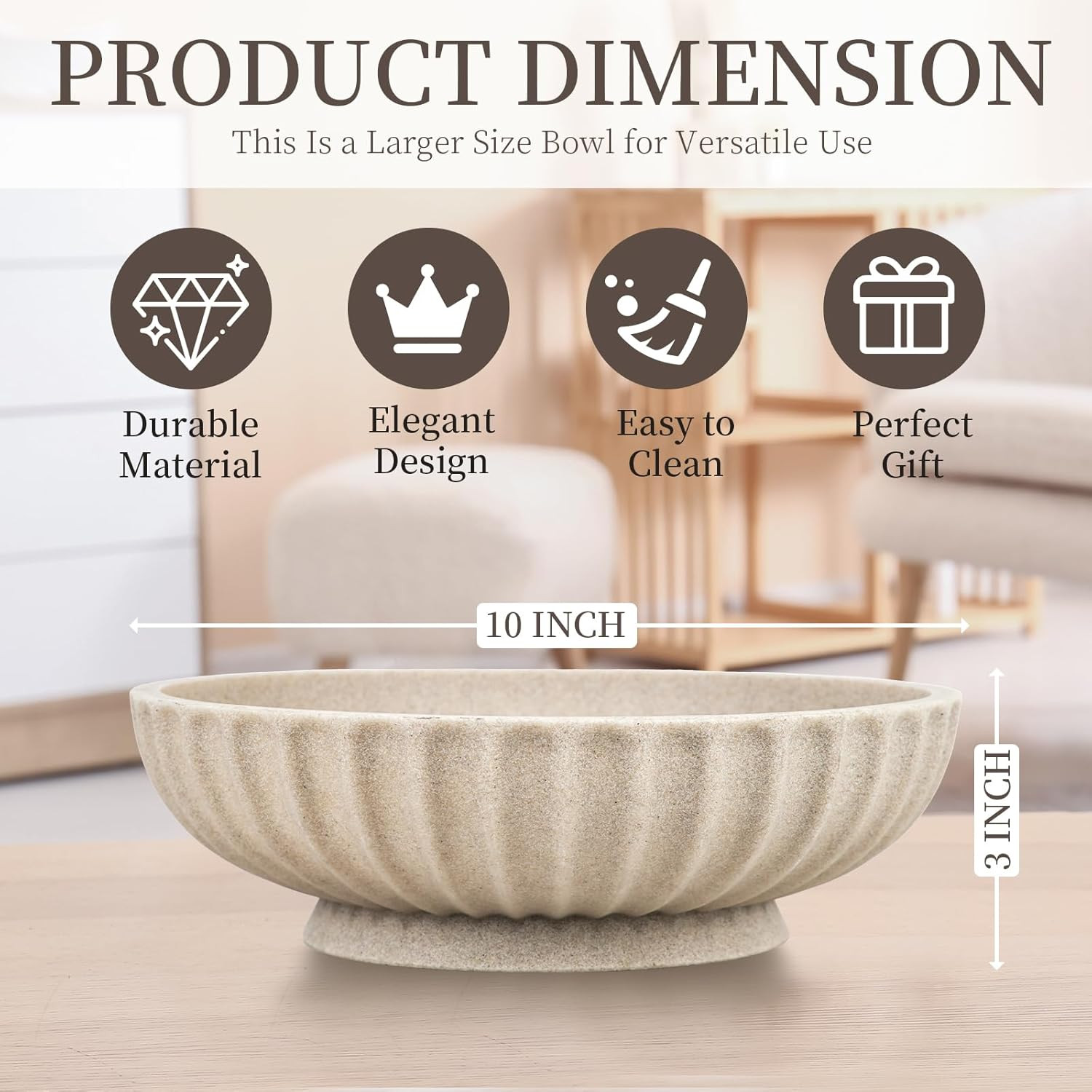 Large Decorative Bowl - Fruit Bowl for Kitchen Counter - Modern Decorative Bowl for Home Decor,Ke... | Amazon (US)