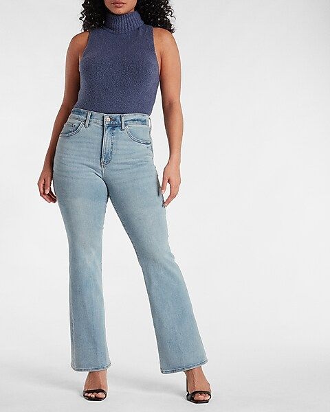High Waisted Light Wash Supersoft Flare Jean | Express
