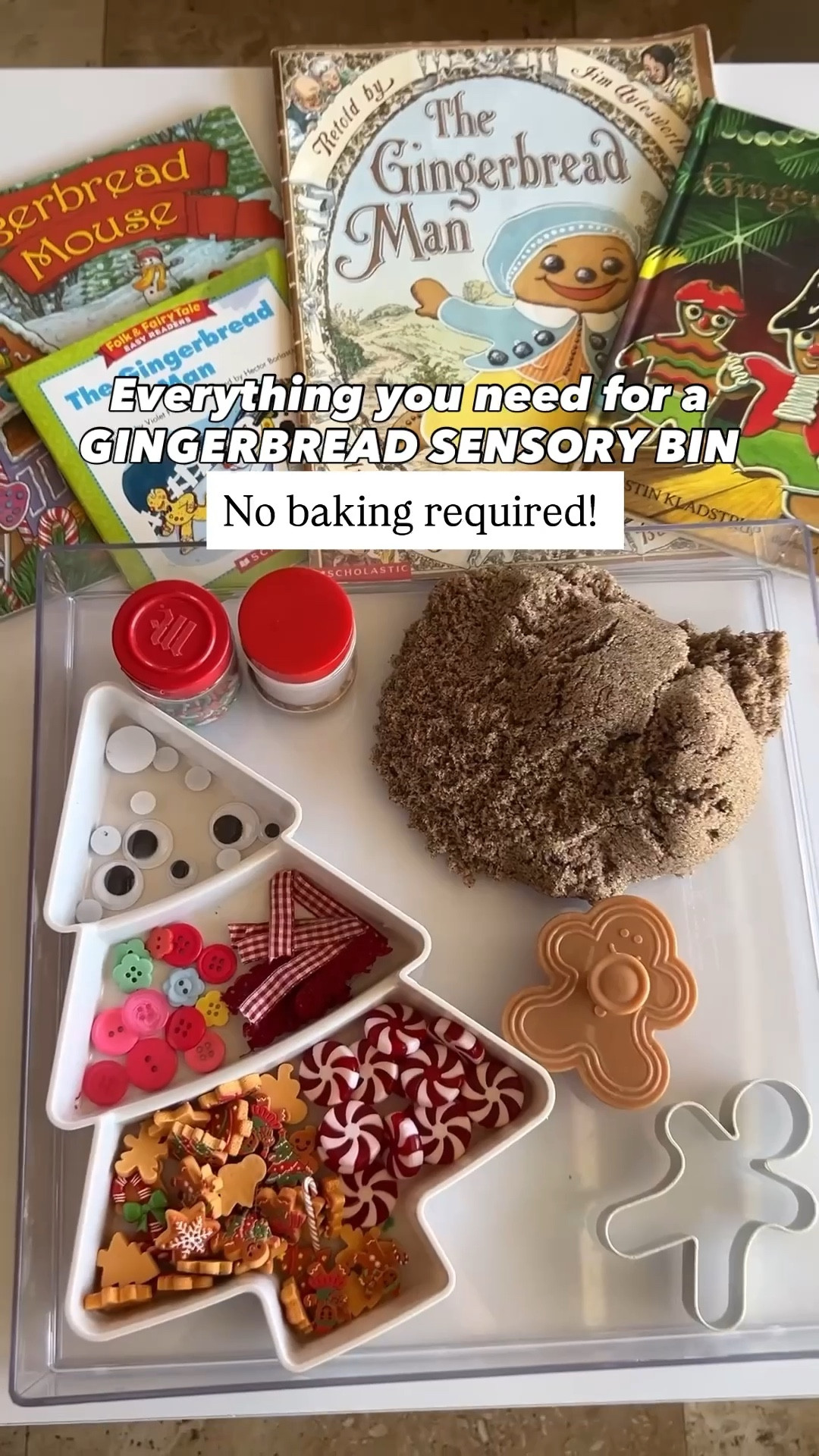 This one was such a hit with my son. He decorated so many little gingerbread people and kept coming back to it all afternoon. I pulled together a few simple pieces: gingerbread kinetic sand, fake sprinkles, cinnamon, cookie cutters, and some loose parts and it turned into the cutest holiday invitation to play.

#LTKHoliday #LTKKids #LTKSeasonal