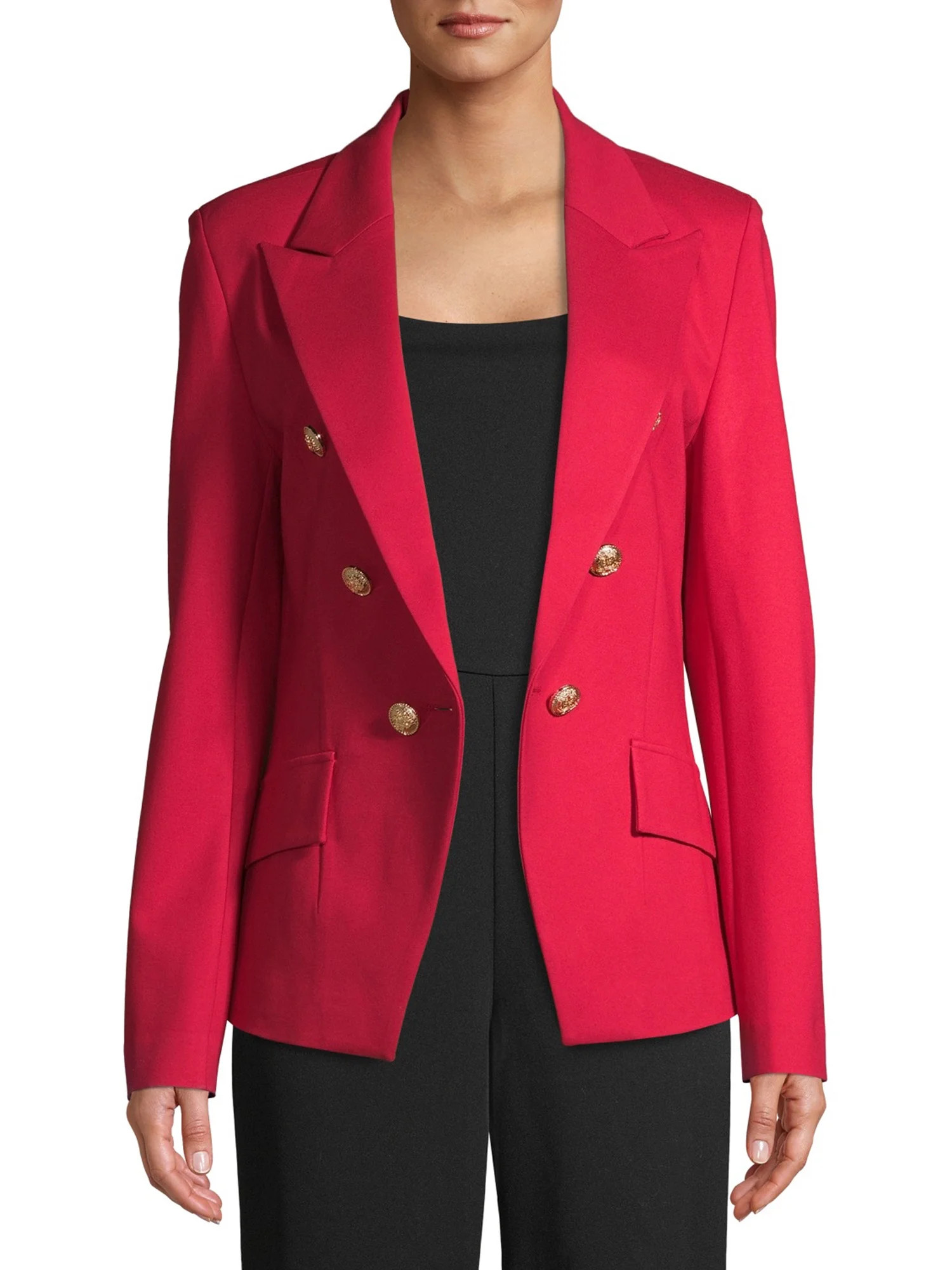 Attitude Unknown Womens Metallic Button Blazer Jacket - Walmart.com | Walmart (US)