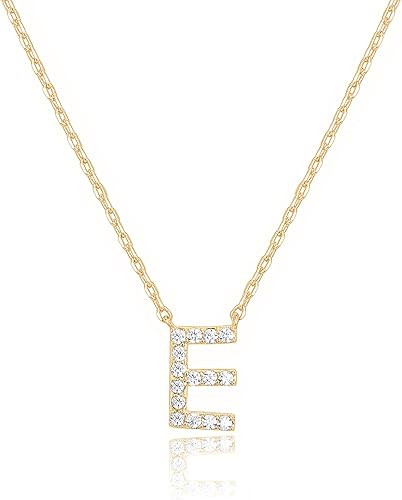 PAVOI 14K White Gold Plated Cubic Zirconia Initial Necklace | Letter Dainty Necklaces for Women | Amazon (US)