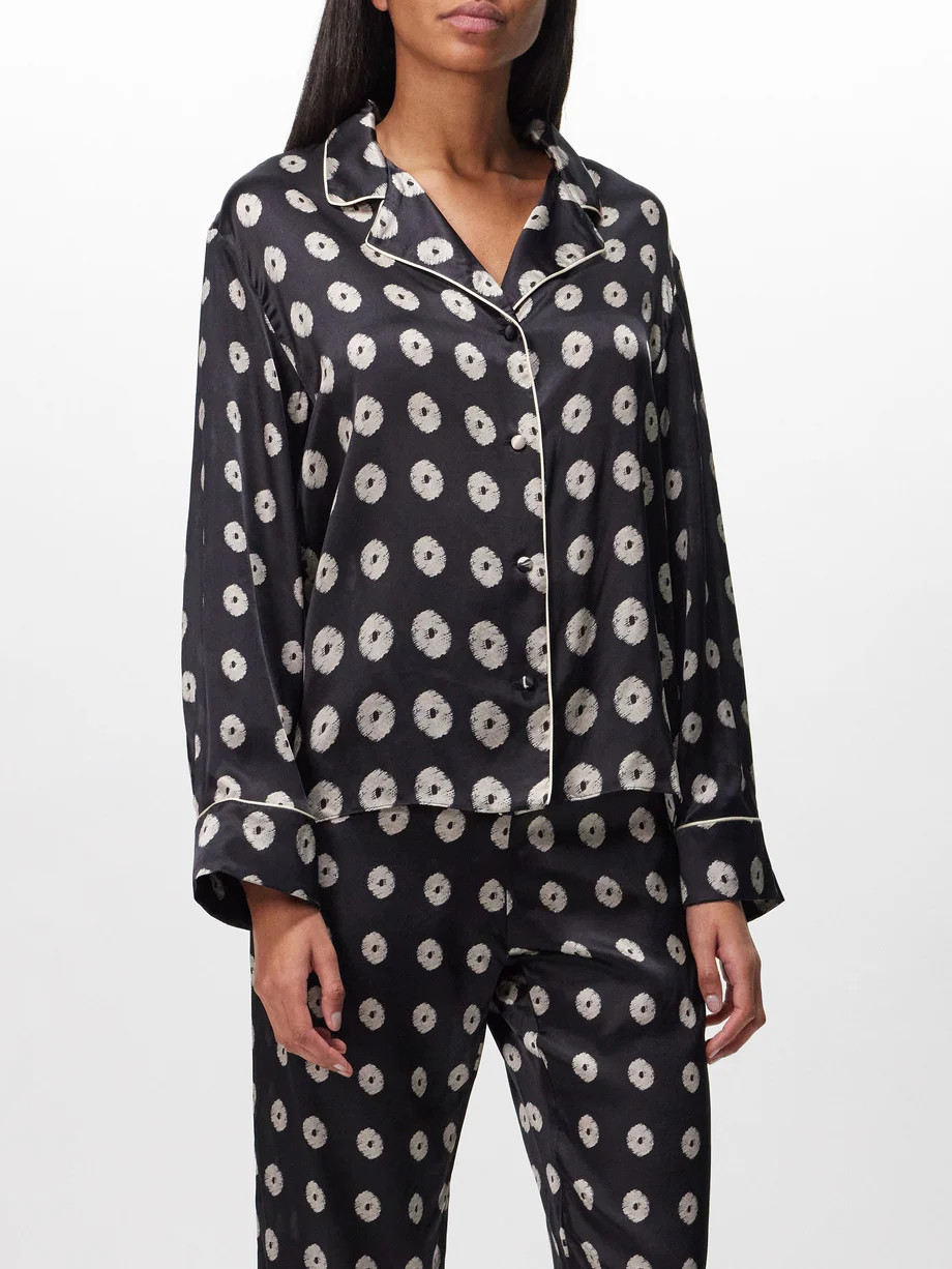 Noches De Luna Mini Palms-print silk-satin blouse | Juan De Dios | Matches (US)