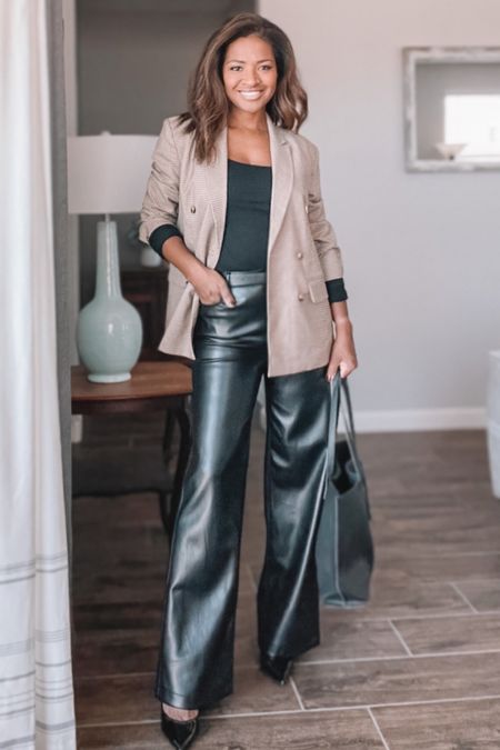 NSALE workwear inspired looks! Love this plaid blazer. It’s perfect with work slacks and denim too. I’m wearing a small.  TTS because it’s slightly oversized. The faux leather pants I’m wearing are in a size 25 and less than $60


#LTKsalealert #LTKxNSale #LTKworkwear