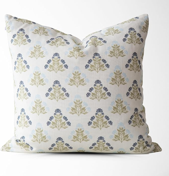 Tajik Home Lurlene Vintage Tulips Pillow Cover – 22x22, 100% Cotton, Hidden Zipper, Coastal Gra... | Amazon (US)