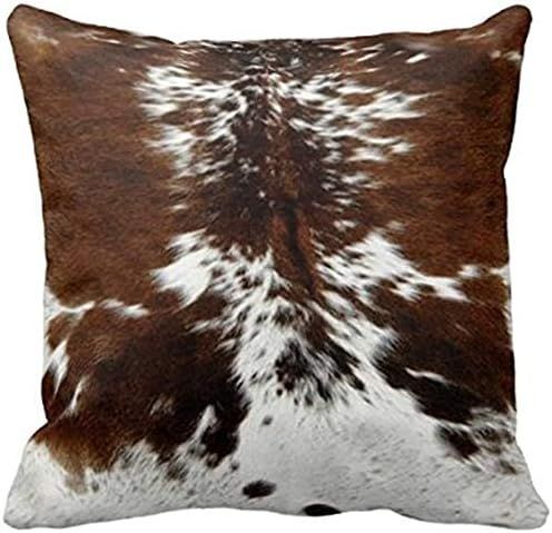 Leaveland Throw Pillowcase 20 x 20 Tri Color Brown Cowhide Print Throw Pillow Cover | Amazon (US)