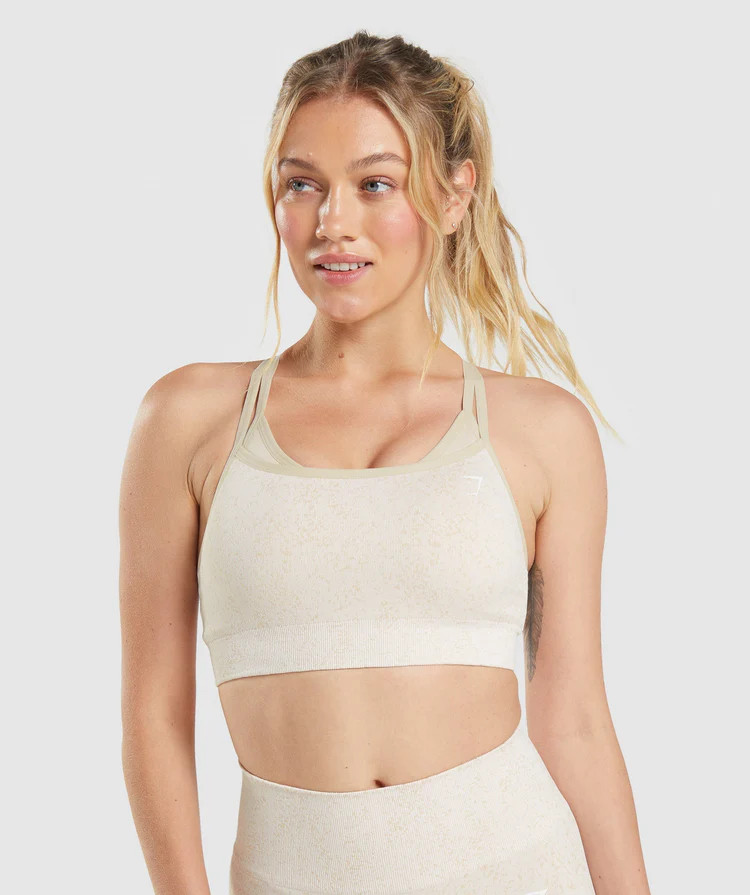 Gymshark Adapt Fleck Seamless Sports Bra - Mineral | Coconut White | Gymshark US
