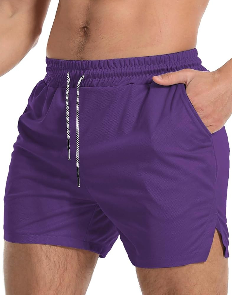 Aolesy Men's Gym Workout Shorts 5"/7"/10" Lightweight Bodybuilding Athletic Shorts Running Traini... | Amazon (US)