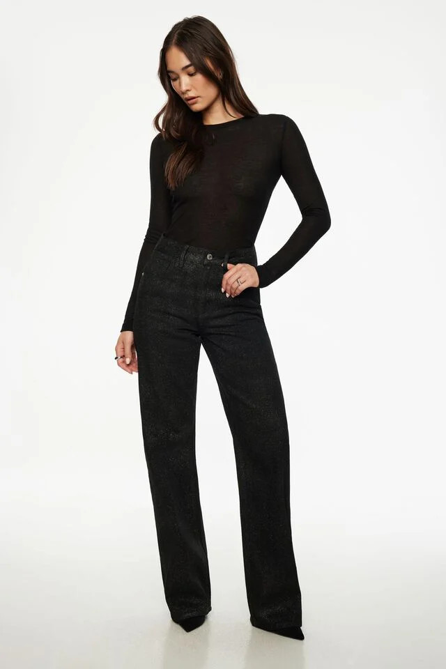 Heidi Glitter Wide Leg Jeans | Dynamite Clothing