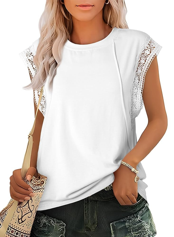 SHEWIN Summer Tops Casual Short Sleeve Shirts Loose Crewneck Oversized Tshirts for Women | Amazon (US)