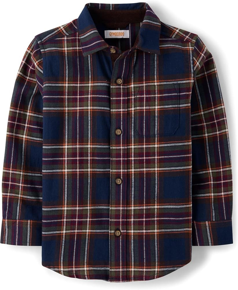 Gymboree Boys' and Toddler Long Sleeve Flannel Button Up Shirt | Amazon (US)