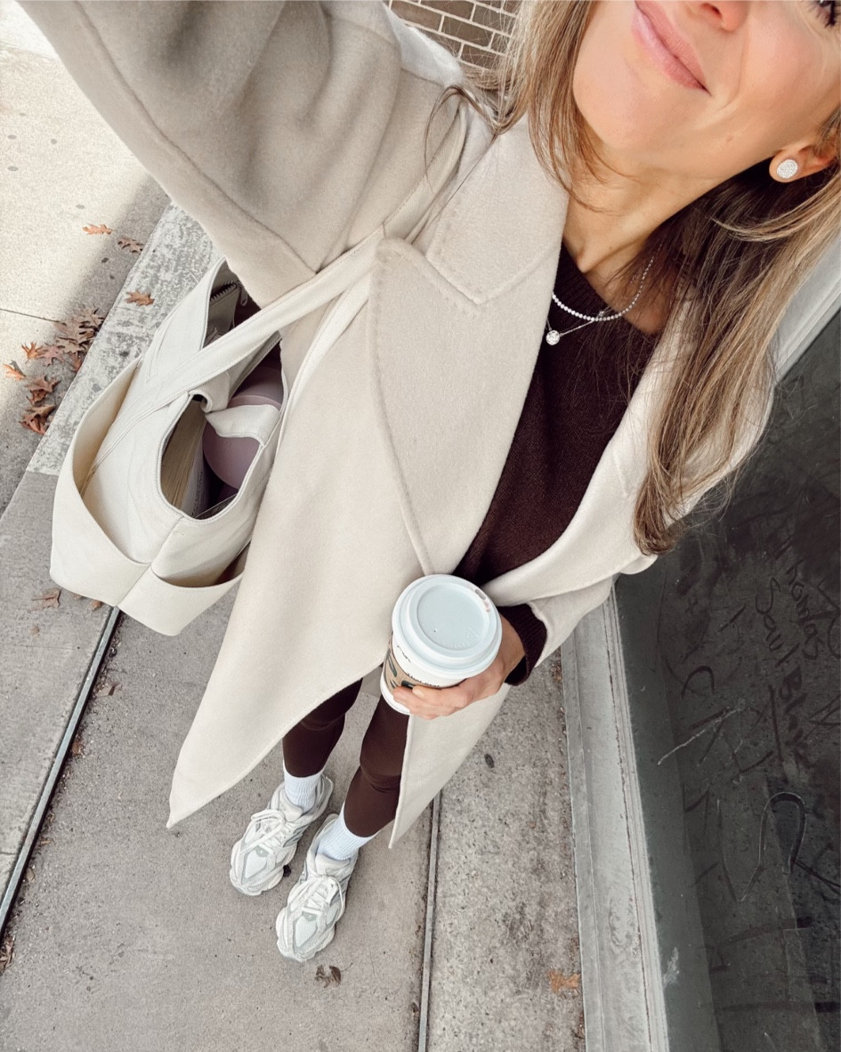 Wearing XS in leggings and sweater. Earrings and necklace - Melissa Lovey