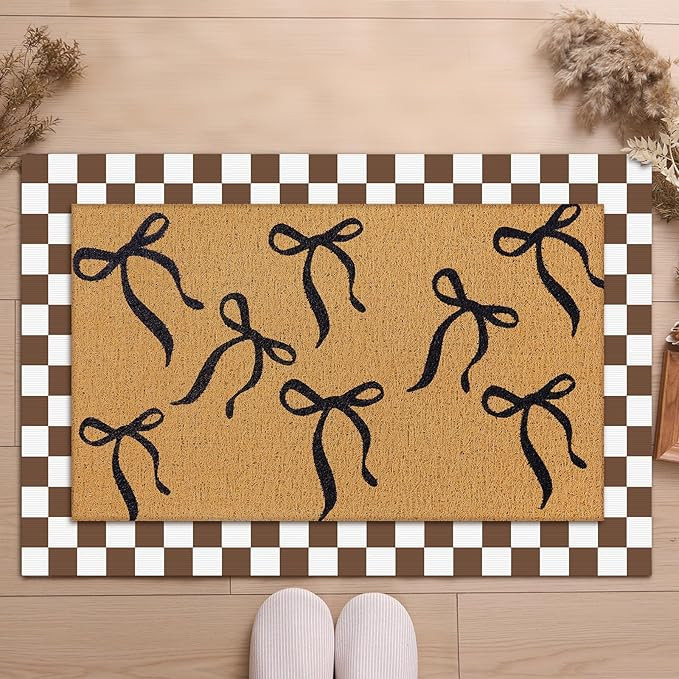 Tinideya 2 Pcs Boho Bows Door Mat Welcome Non Slip Coir Mats Floor Layering Doormats Seasonal for... | Amazon (US)