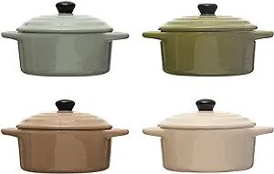 Creative Co-Op Stoneware Mini Bake Pans with Lids, Set of 4 Colors Baker, Multi | Amazon (US)