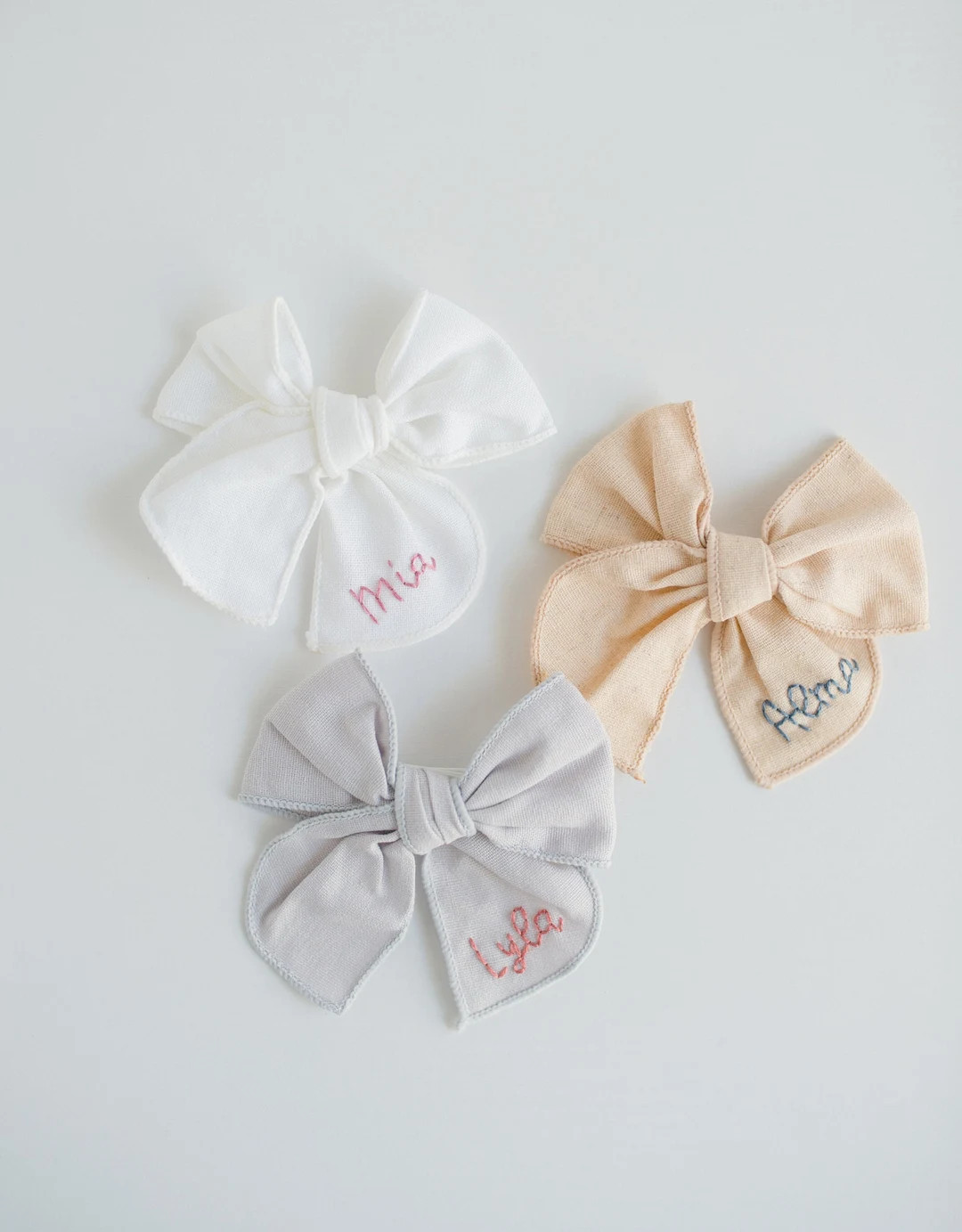 Custom Hand-embroidered Name Hairbow | Name Bow, Embroidery Bow, Custom Name Bow, Newborn Bow, To... | Etsy (US)