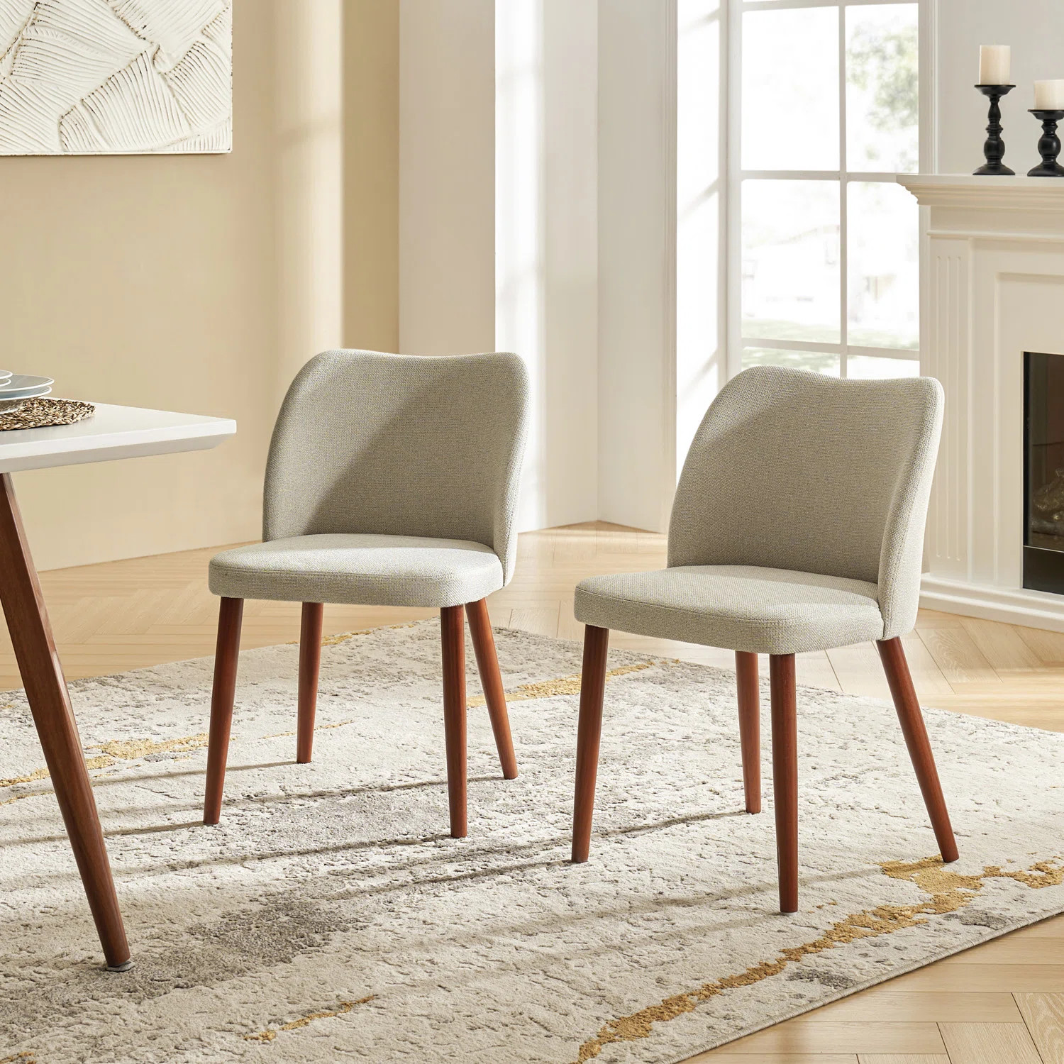 Kanalu Modern Dining Chair with Solid Wood Legs (Set of 2) | Wayfair North America