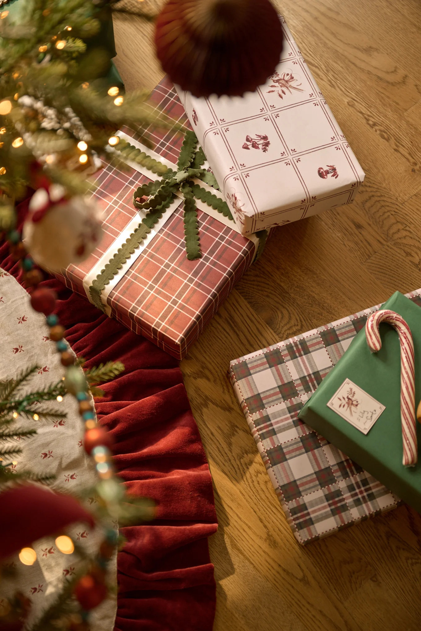 Magnolia Classic Christmas Red and Green Plaid Wrapping Paper Sheets | Magnolia
