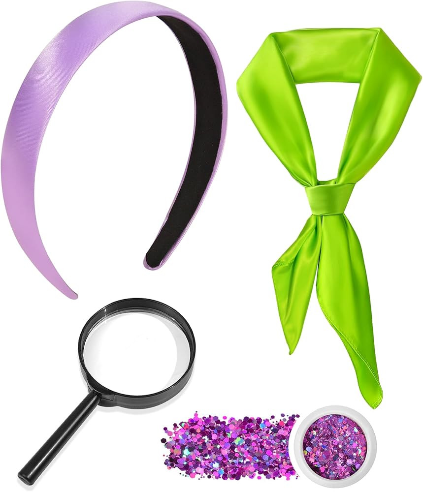 MUKOSEL Halloween Costume for Women Adult with Headband, Green Neck Scarf, Magnifying Glass and B... | Amazon (US)