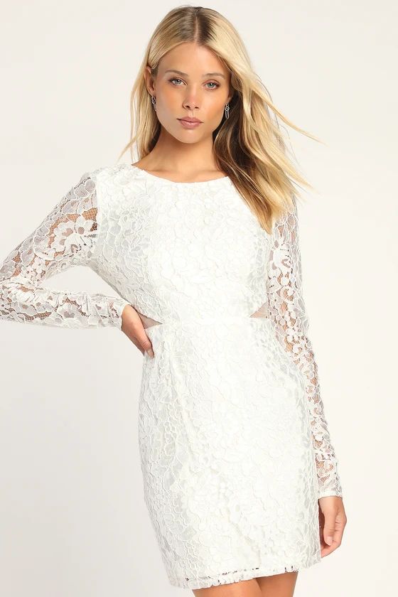 Marvelous Melody White Lace Cutout Long Sleeve Bodycon Dress | Lulus (US)