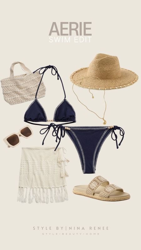Swim edit- all from Aerie! This denim look swimsuit is very trendy this summer! Add in the crochet sarong, it completes the look! 





Tote bag, summer bag, sun hat, bikini, necklace, sunglasses, jewelry, sarong skirt, sandals, summer outfits, swimwear cover up, summer swimwear outfitt

#LTKSwim #LTKStyleTip #LTKFindsUnder100