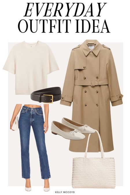 Neutral everyday outfit idea for Spring: Agolde jeans, cashmere tee, trench coat, ballet flats, Madewell tote 

#LTKxMadewell #LTKSeasonal #LTKstyletip