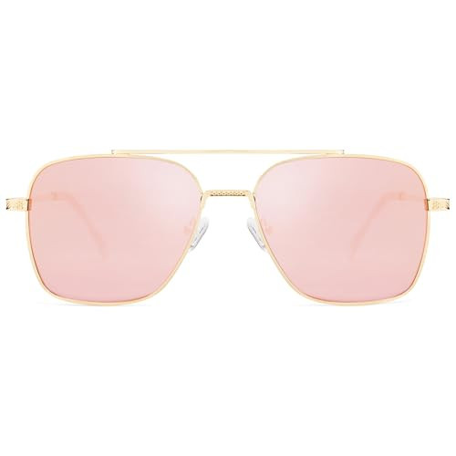 SOJOS Aviator Sunglasses for Men Womens Trendy Designer Shades SJ1232,Gold/Pink | Amazon (US)