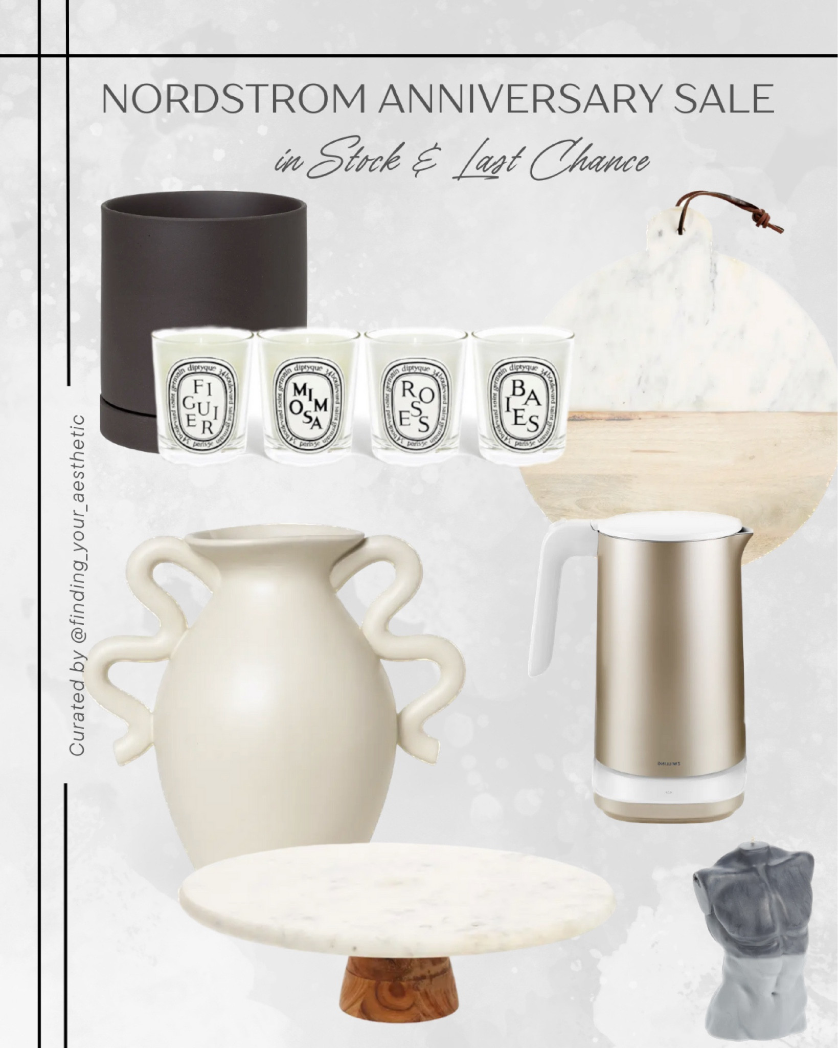 Last day to shop the Nordstrom Anniversary Sale - some great home finds still in stock and some pieces an EXTRA 25% off 

NSale, marble stand, cake stand, white vase minimalist, cream ceramic vase, tea kettle, aesthetic tea kettle, marble cheese board, wood and stone serving tray, dyptique candle set, modern planters, stoneware planter, round planter, aesthetic candle, neutral home

#LTKhome #LTKsalealert #LTKxNSale