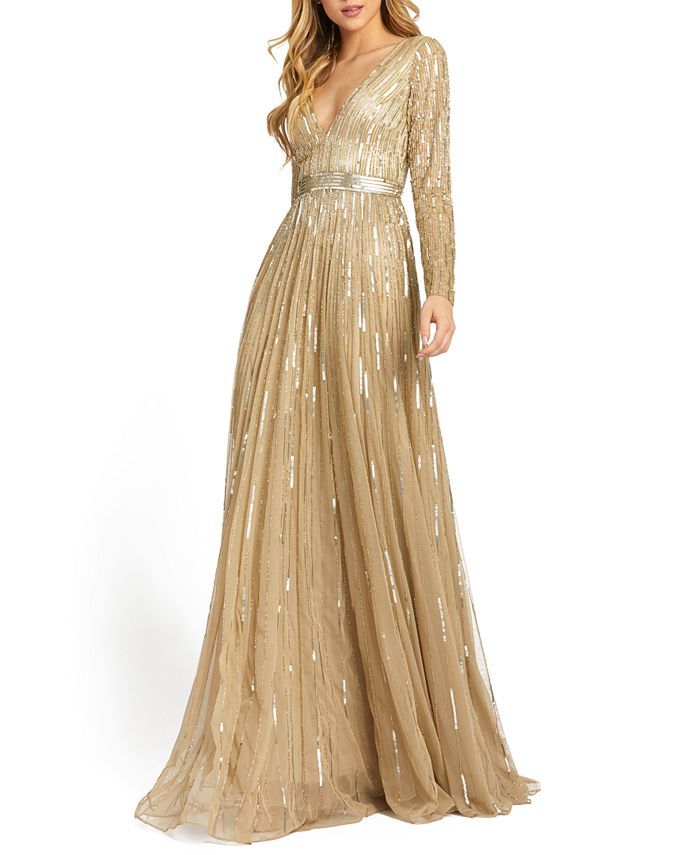 MAC DUGGAL Embellished V-Neck Gown & Reviews - Dresses - Women - Macy's | Macys (US)