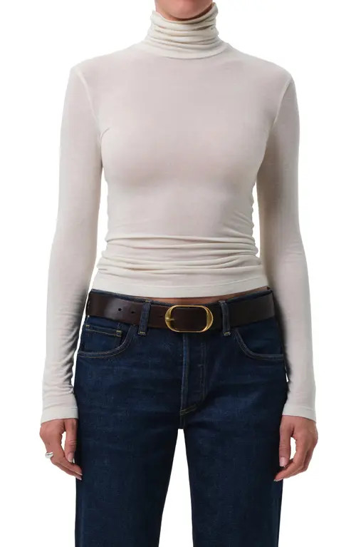 Citizens of Humanity Caradene Scrunch Turtleneck in Pashmina Off White at Nordstrom, Size Medium | Nordstrom