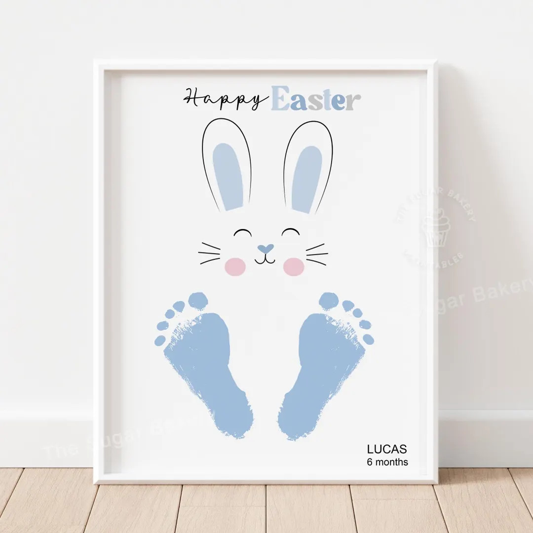 Easter FOOTPRINT ART, Printable Easter Bunny Footprint Craft, Crafts for Baby Kids Preschool Todd... | Etsy (US)