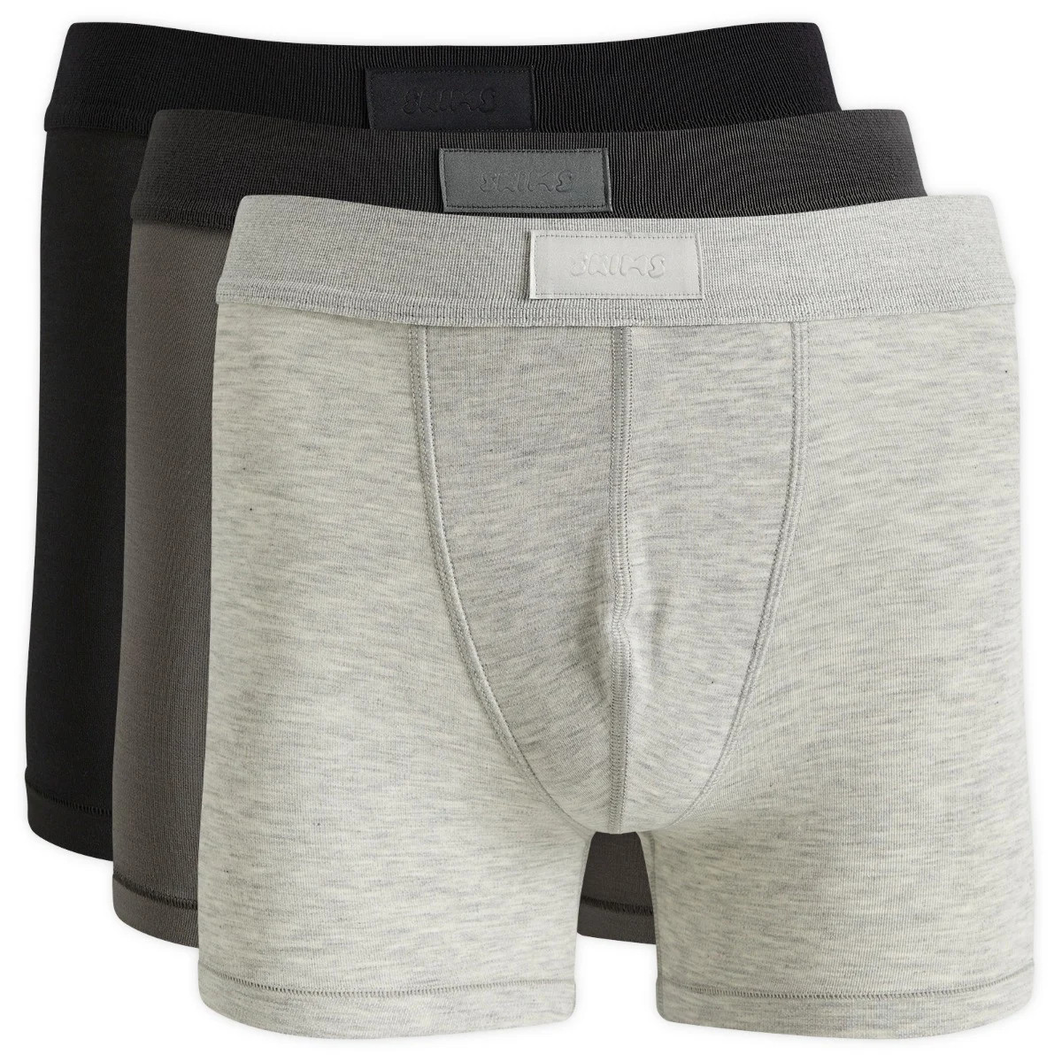 SKIMS Men's Cotton Boxer Brief 3"" in Heather Grey, Size X-Large | END. Clothing