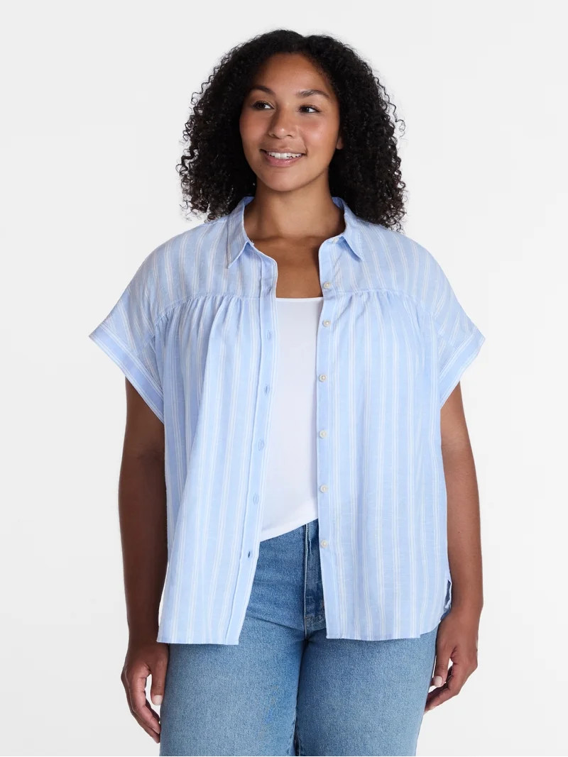 Time and Tru Women's Camp Shirt, Sizes XS-XXXL | Walmart (US)