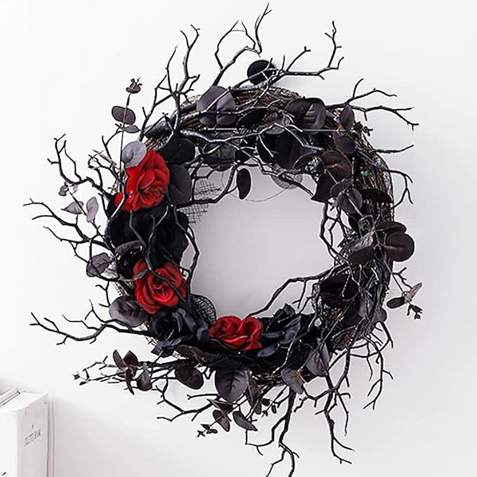 Black Halloween Door Wreath,Halloween Wreath for Front Door Artificial Black Eucalyptus Twig Wrea... | Amazon (CA)
