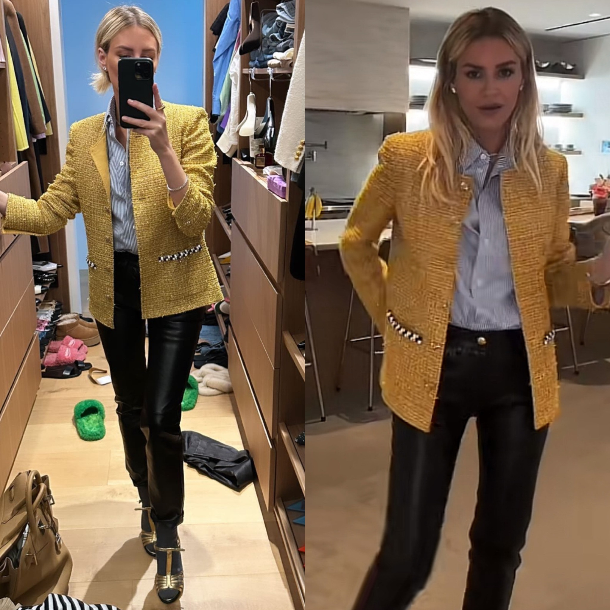 Morgan Stewart Outfit
Morgan Stewart style
Yellow tweed blazer
Faux leather pants
Stripe button down
Gold wedges
Look for less
Splurge vs save

#LTKstyletip #LTKunder100 #LTKunder50