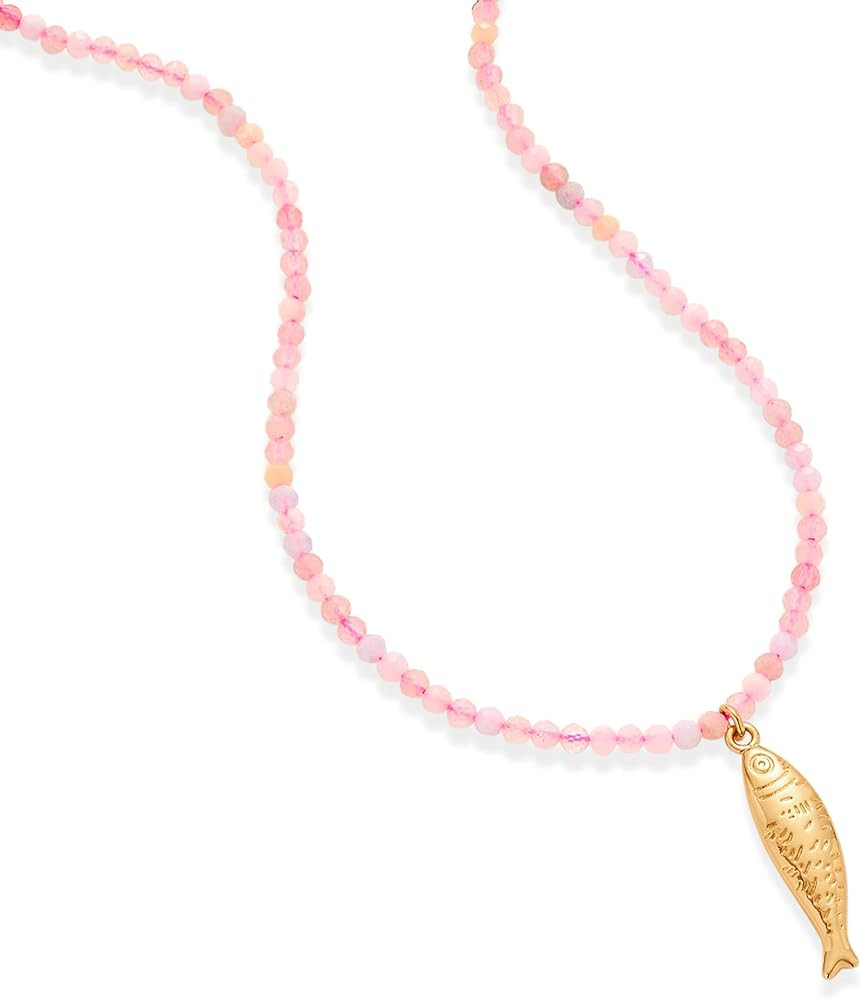 Boho Fish Necklace for Women - Blue Natural Stone Fish Pendant Necklace, Bohemian Beach Jewelry C... | Amazon (US)