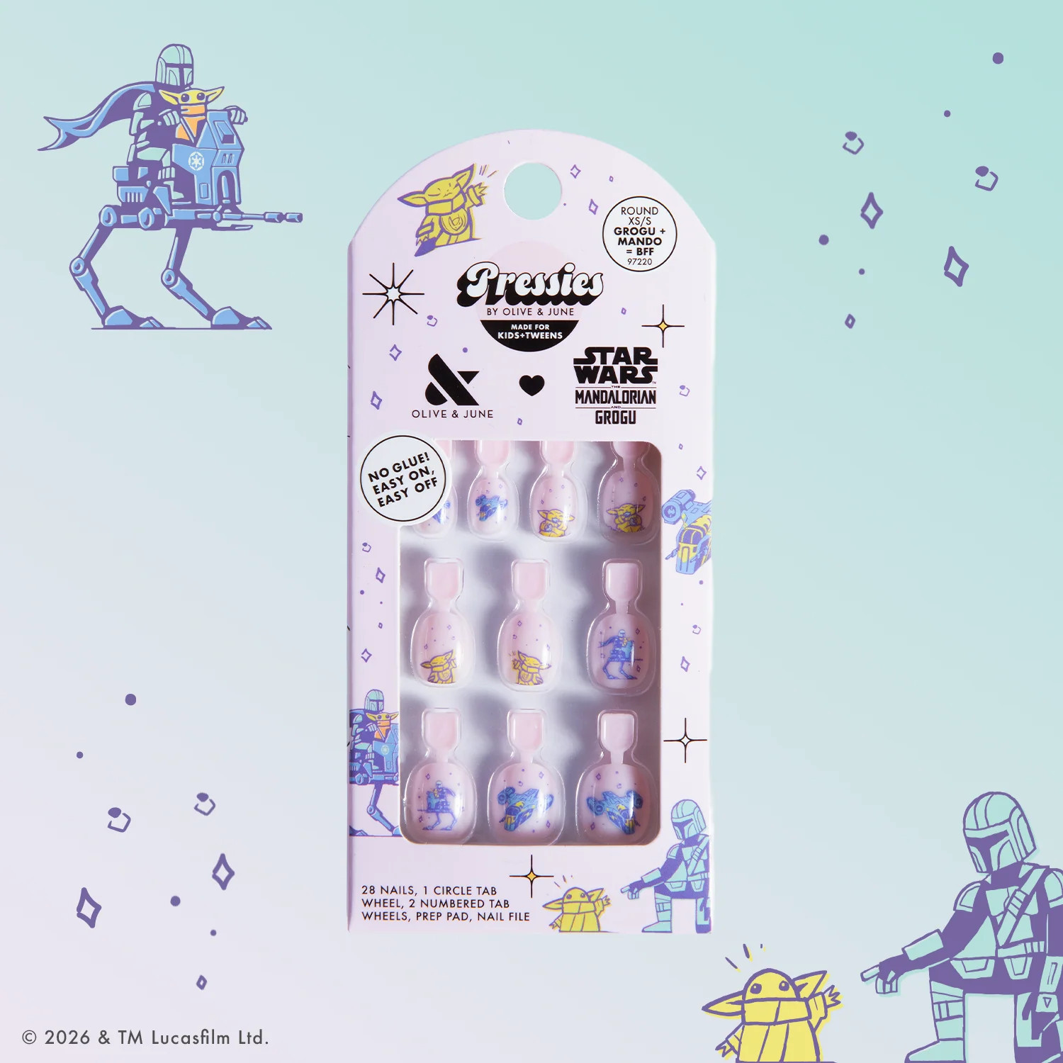 Grogu + Mando = BFF  - Pressies | Extra Short Short | Round | Olive & June