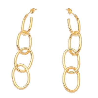Gold-Plated Chain Link Dangle Earrings | NOVICA