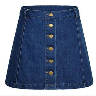Button Down A-Line Denim Skirt | YesStyle Global