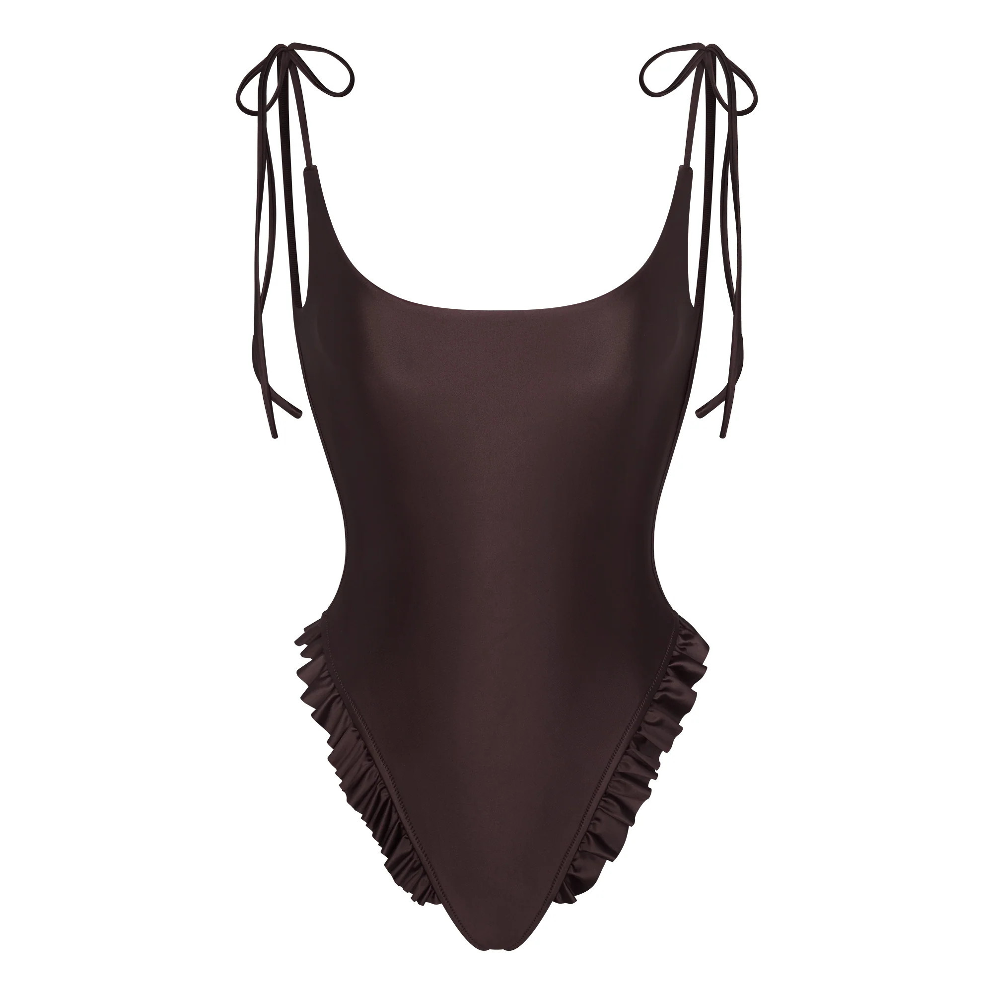 SKIMS Low Back One Piece | Deep Neutral | 2XS | Satin Swim | SKIMS (US)