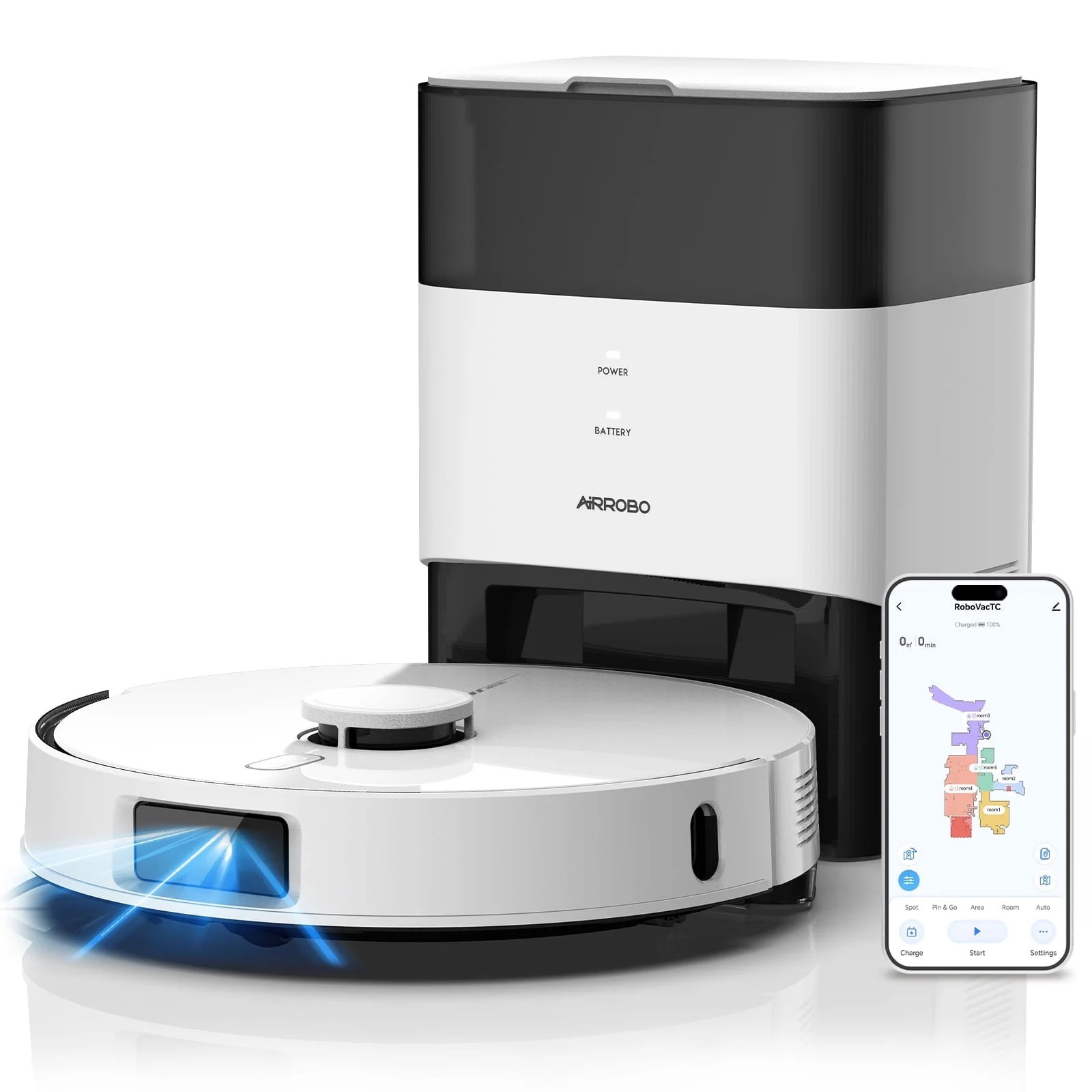 AIRROBO L60+ Self-Empty Robot Vacuum and Mop Cleaner with Ultrasonic Carpet Detection,6000Pa Suct... | Walmart (US)