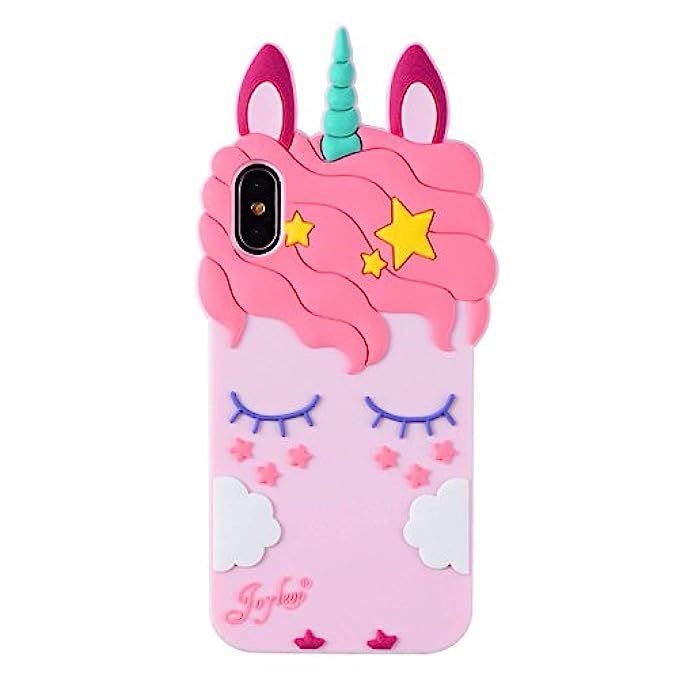 Joyleop Pink Unicorn Case for iPhone X Xs 10,Cute 3D Cartoon Animal Cover,Kids Girls Cool Fun Soft S | Amazon (US)