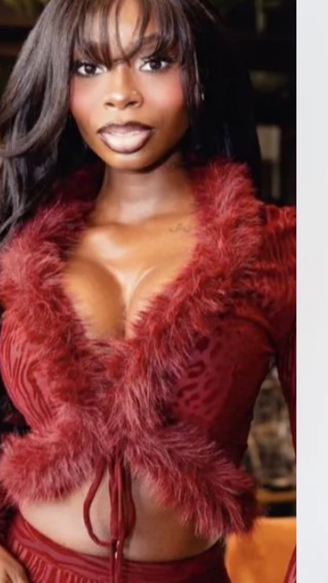 At the @si_swimsuit event, @xoolandria posed in a $149 @misscircle_newyork burgundy animal print burnout velvet fur trim top and matching $129 skirt, styled by @thereismans. Find a link to purchase in our bio. Hot! Or Hmm..?

📸: IG/Reproduction

#olandria #olandriastyle #fashionbombdaily #misscircle_newyork #fbdaily