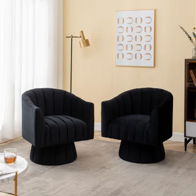Murrow 28 inches Wide Tufted Velvet Swivel Barrel Chair | Wayfair North America