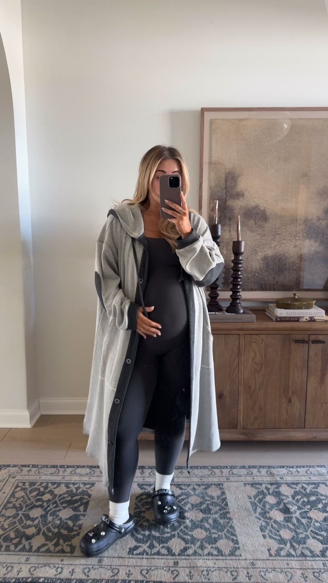 Todays fit!!! 

Duster — large
Jumpsuit — medium (runs big) 