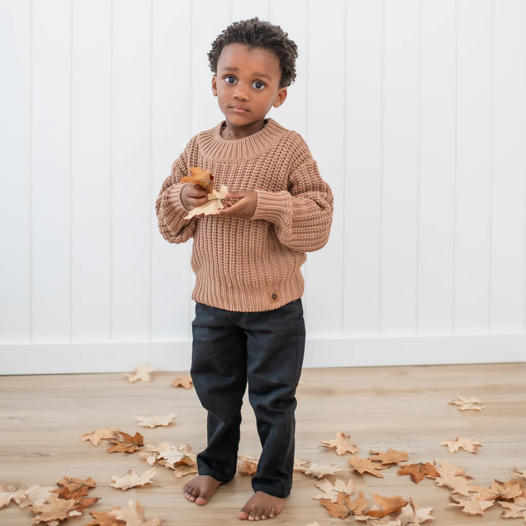 Chunky Knit Sweater in Latte | Kyte Baby