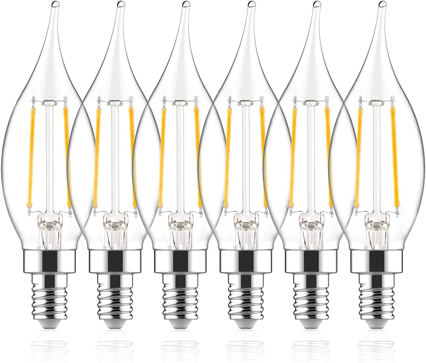 60W Equivalent Dimmable LED Chandelier Bulb - 4.5W 2700K Soft White Vintage Filament Candle Bulb,... | Amazon (US)