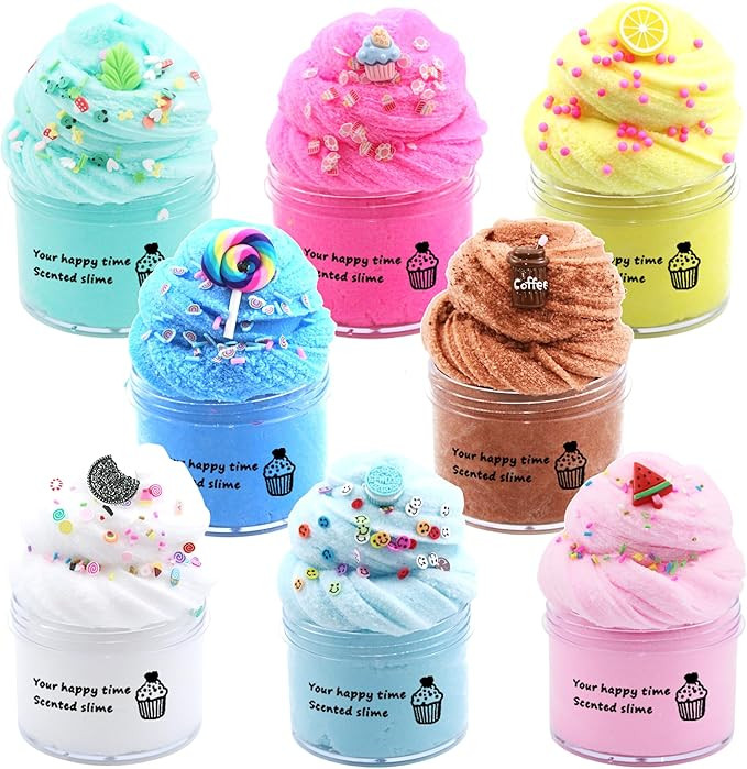 8 Pack Cloud Slime Kits, Soft and Non-Sticky Slime Kit Party Favors for Girls and Boys | Amazon (US)