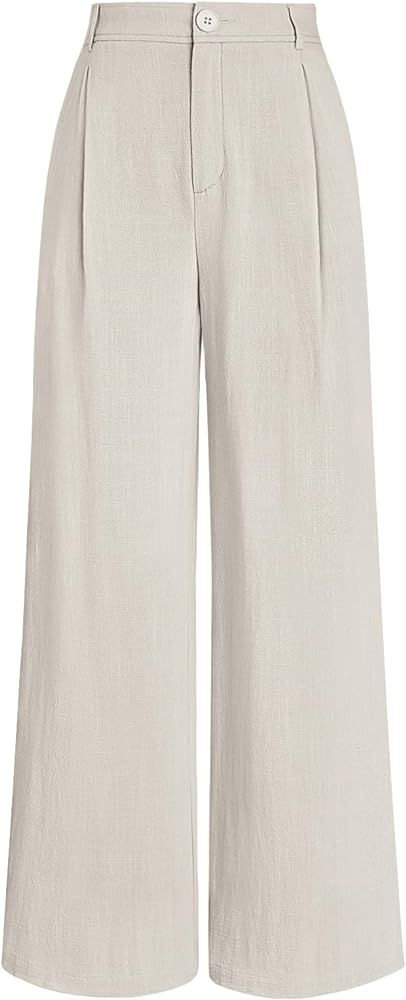 LILLUSORY Linen Dress Pants Women’s Wide Leg Flowy Pants with Pockets | Amazon (US)
