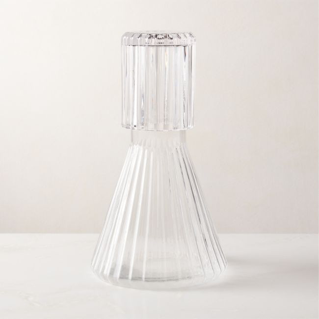 Aleric Ribbed Glass Carafe and Cup | CB2