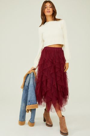 Nia Tulle Waterfall Skirt | Altar'd State