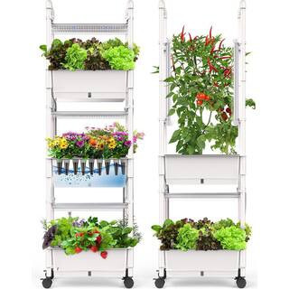 42Pods Hydroponics Growing System Herb Garden w/ LED Grow Light, Automatic Timer, Pump System, Adjustable Height 3-Layer | The Home Depot
